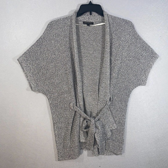Banana Republic Cardigan Womens Large Gray Short Sleeve Belted Collared Casual - Picture 1 of 13
